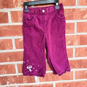 Gymboree purple corduroy pants with snowflake angel embroidery Size 18-24 months